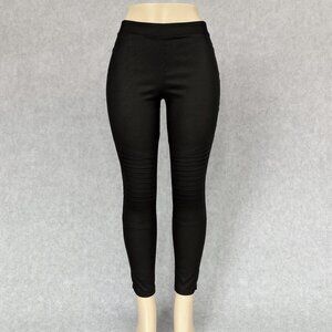 Oober Swank Womens Leggings Black Size Medium Ribbed Moto Excellent High Quality